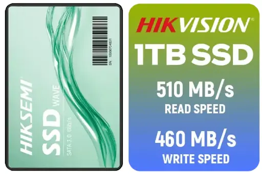 [Hikvision Wave Series 1TB -] 3D NAND SATA 2.5 inch SSD / 510 MB/s Read / 460 MB/s Write / Internal Solid State Drive / HS-SSD-WAVE(S) 1024G